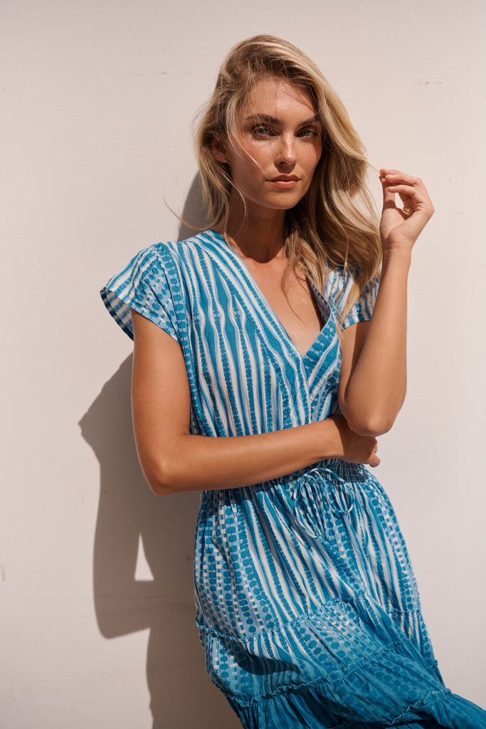 Tiered Elastic Waist Dip Dye Dress By Holmes & Fallon