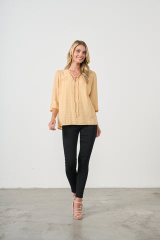 Seersucker Neck Tie Blouse By Holmes & Fallon - Apricot
