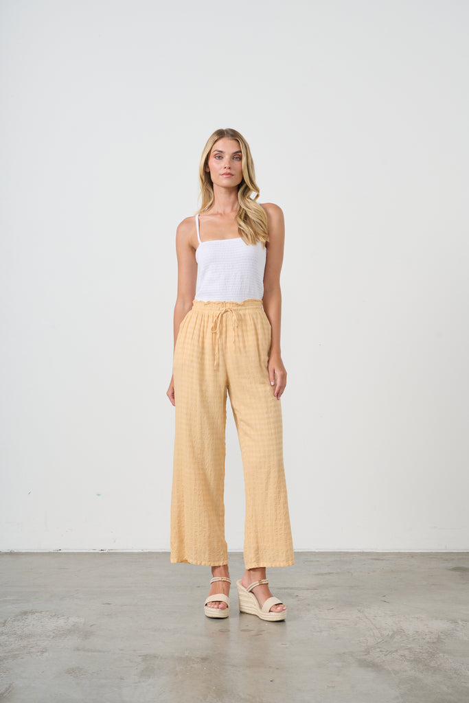 Seersucker Elastic Waist Pant By Holmes & Fallon - Apricot