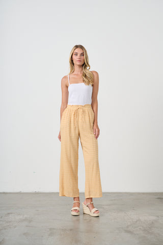 Seersucker Elastic Waist Pant By Holmes & Fallon - Apricot