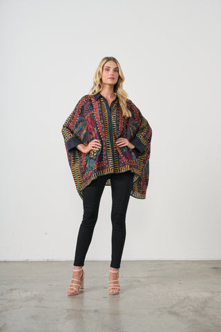 Oversized Shirt By Holmes & Fallon - Tropical Print Black