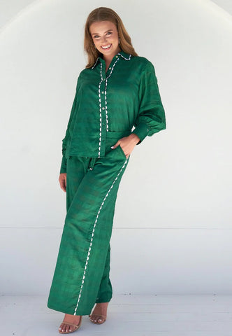 Scarlett Pant By Collectivo - Emerald Dobby