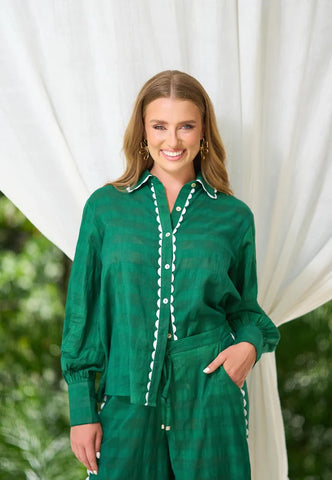 Charlotte Shirt By Collectivo - Emerald Dobby