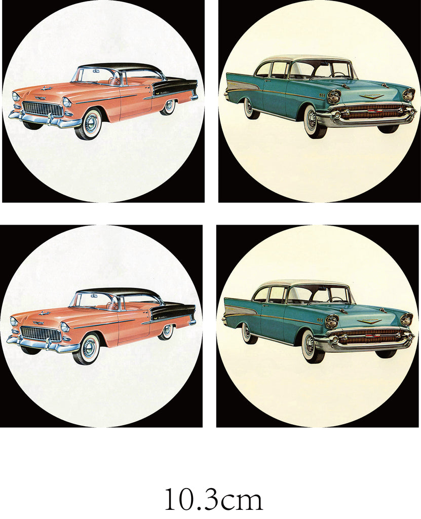 Retro Cars Ceramic Coasters With Cork Back