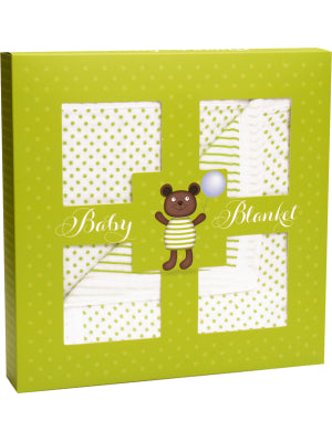 Muslin Cot Blanket Teddy - Green