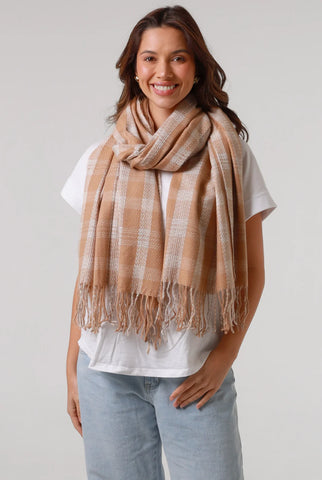 Winter Scarf - Taupe/White