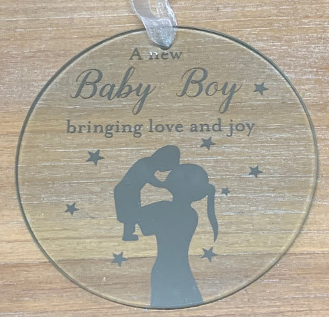 Baby Boy Round Plaque - 12cm