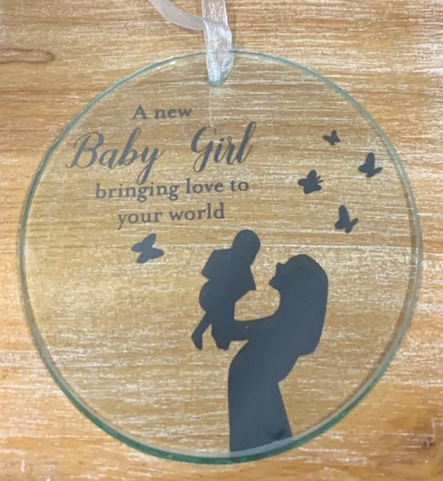 Baby Girl Round Plaque - 12cm