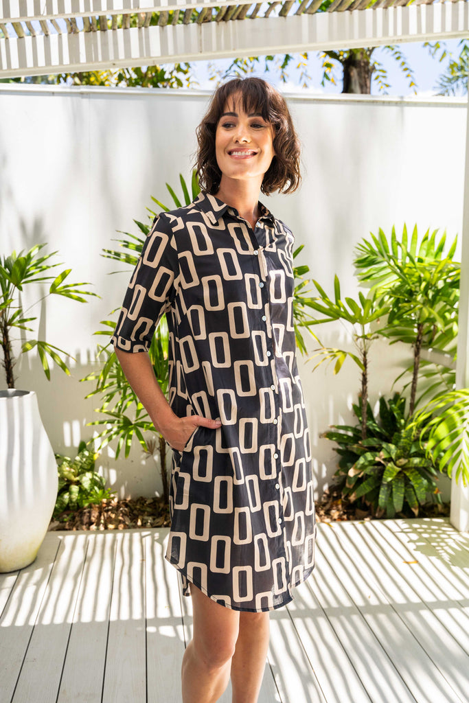 Cotton Shirtmaker Dress By See Saw - Geo