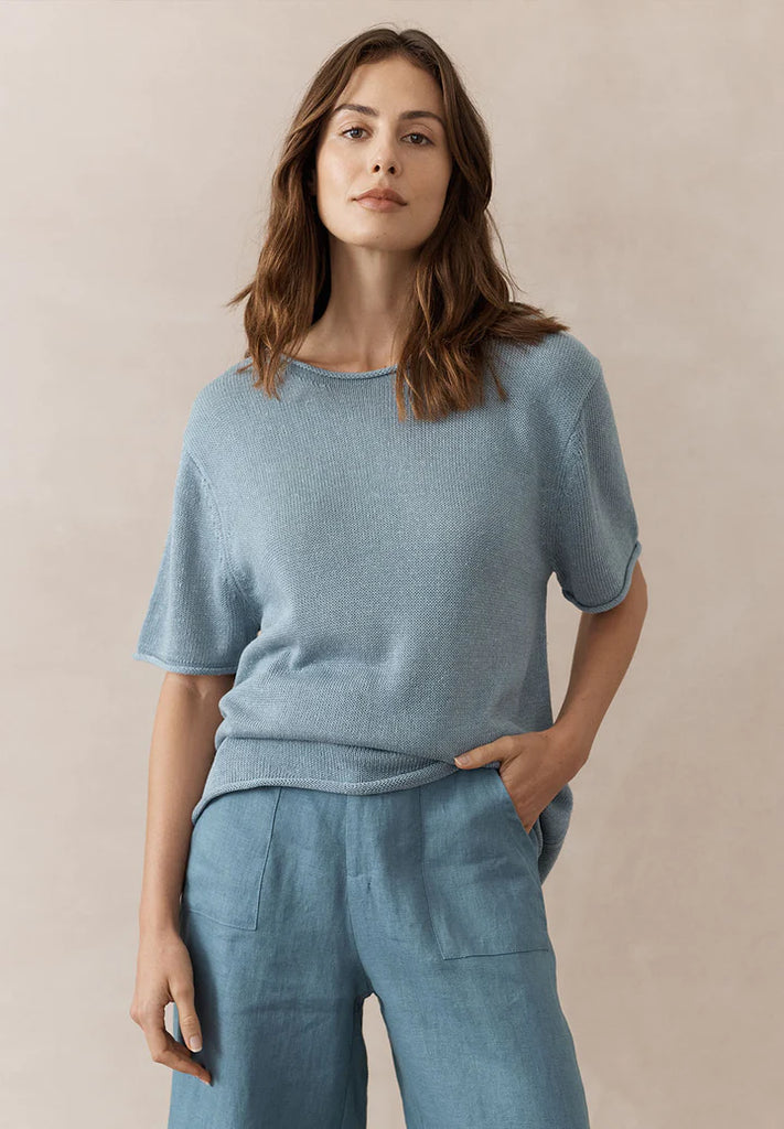 Spring Knitted Tee By Little Lies - Blue