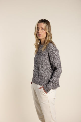 Crew Neck Cable Jumper By Two T's - Clove