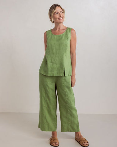7/8 Seam Detail Linen Pant By See Saw - Pistaschio