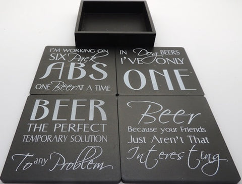 Coasters - Beer Black, Set of 4