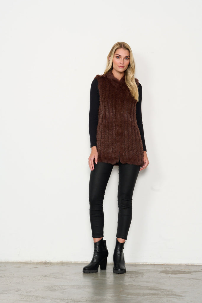 Rabbit Fur Vest By Holmes & Fallon - Chocolate