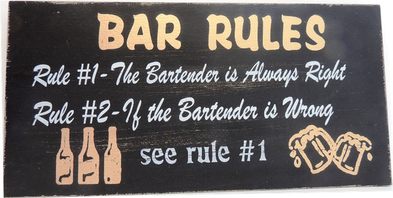 Bar Rules Sign - 28x14cm