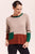 Wool Blend Colour Block Jumper By See Saw - Stone/Nutmeg/Forest