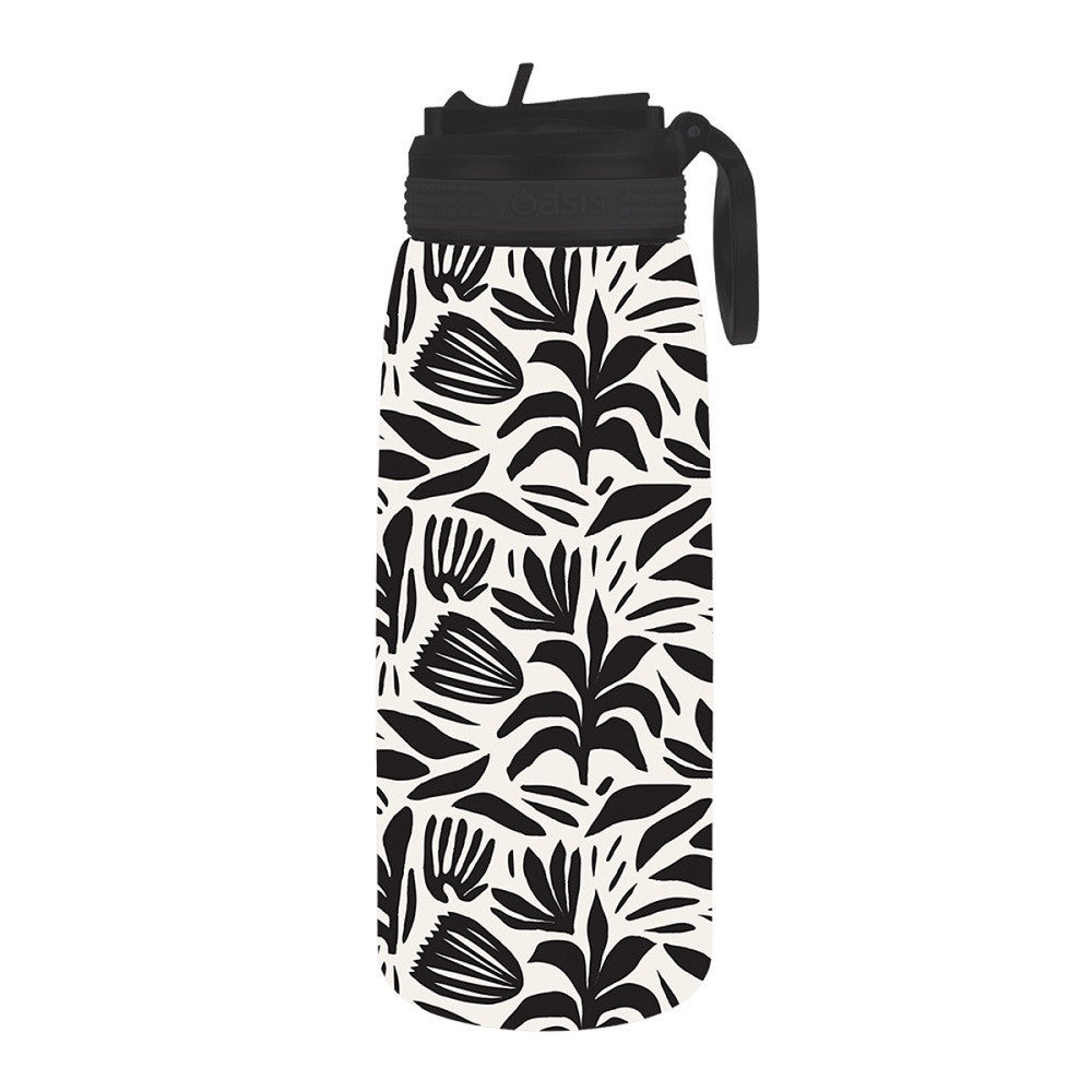 Oasis Insulated Sports Bottle With Straw - Monochrome Blooms