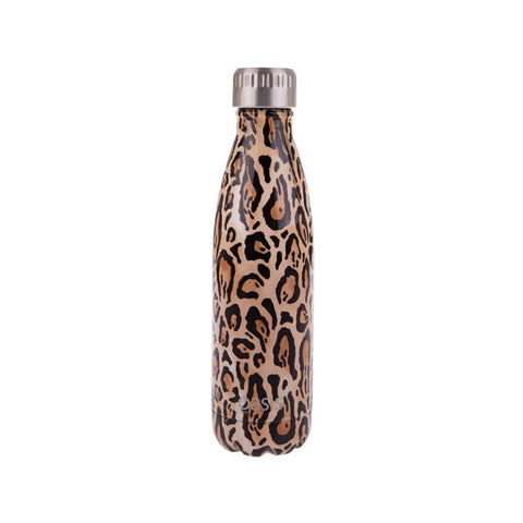 Oasis Stainless Steel Double Wall Drink Bottle - 500ml - Leopard Print