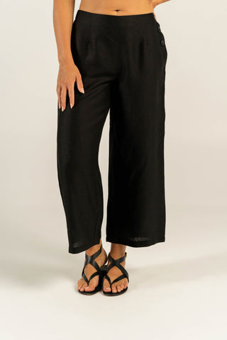 Linen Palazzo Pant By See Saw - Black