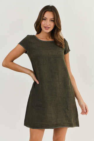 Linen Dress Naturals By O&J - Licorice