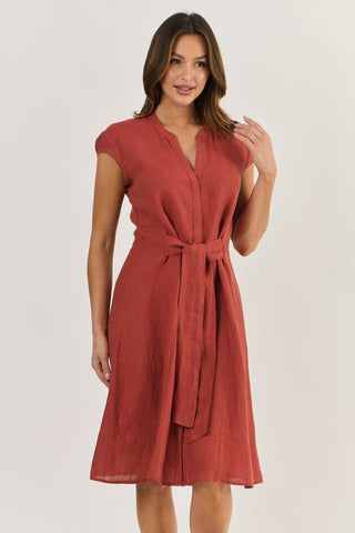 Linen Dress Naturals By O&J - Cedar