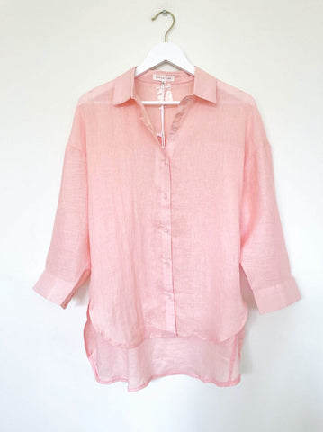 Boyfriend Linen Shirt By Little Lies - Pink