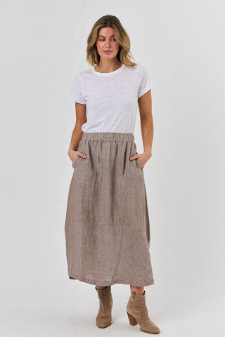 Linen Skirt Naturals By O&J - Truffle