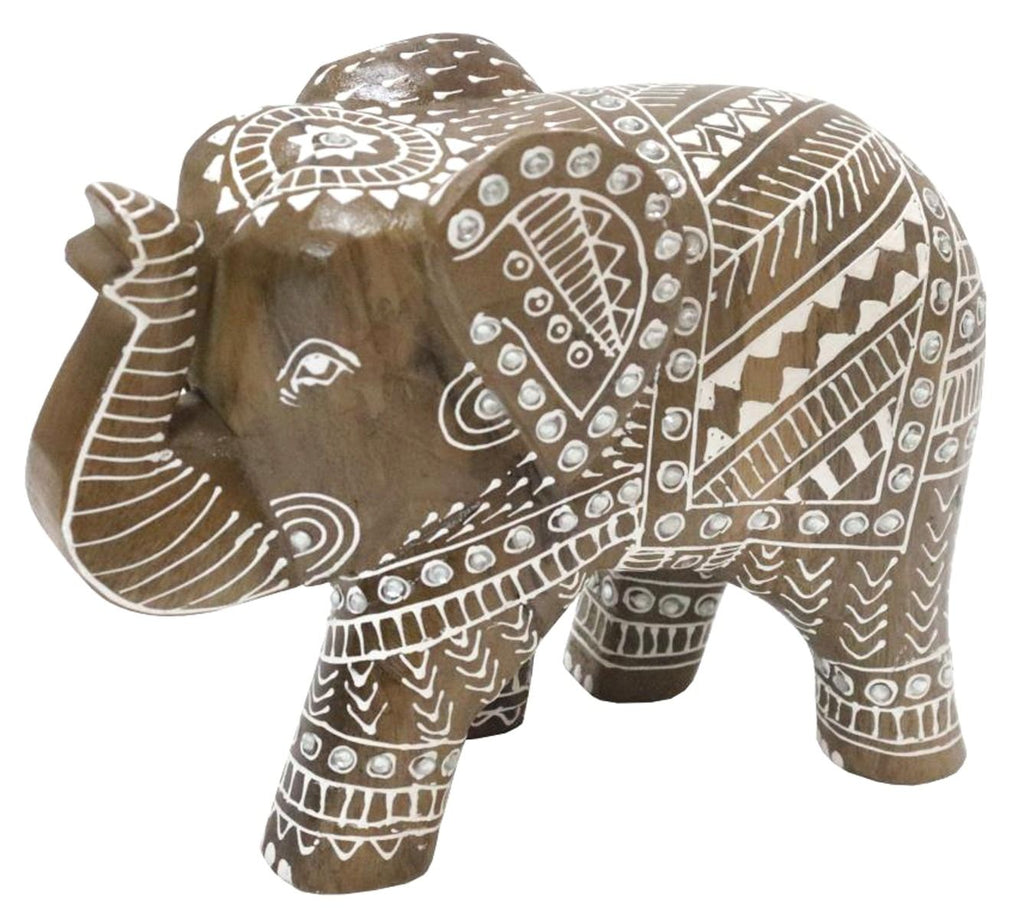 Natural Elephant White Painted Design 25(w) x 20(h) cm