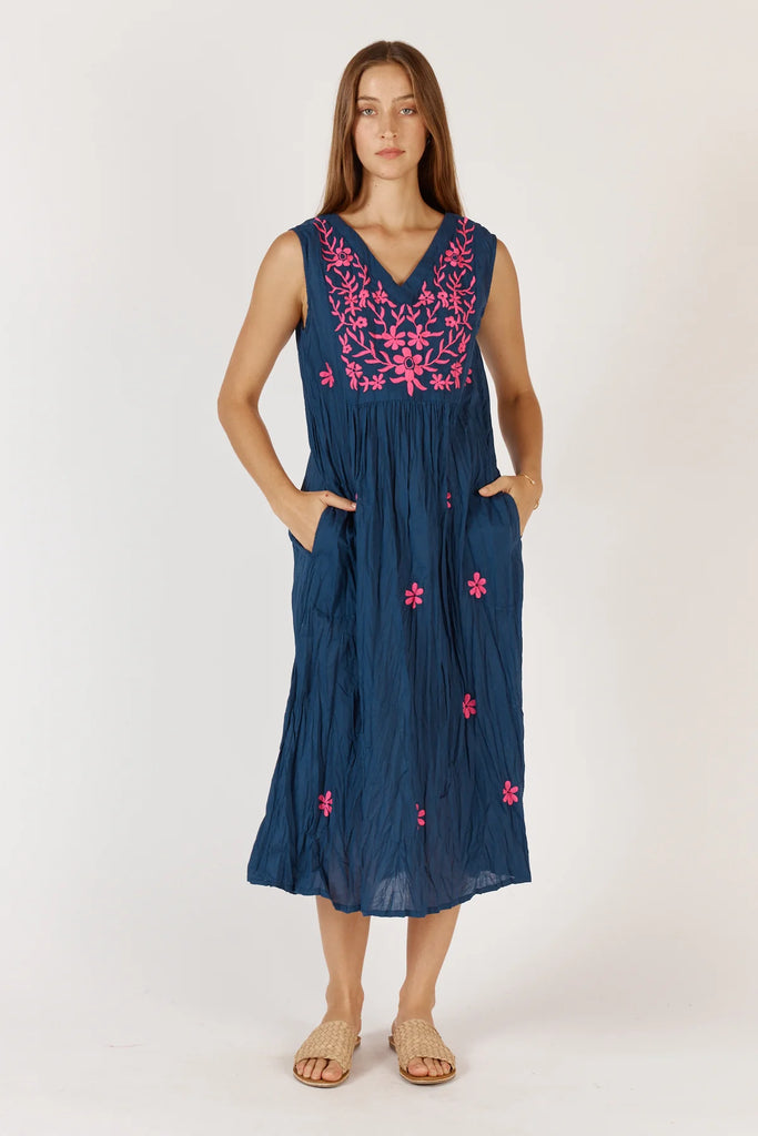 Andaman Midi Dress By Rubyyaya - Navy