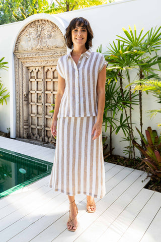 Long Line Linen Skirt By See Saw