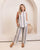7/8 Wide Leg Linen Pant By See Saw - Pistachio Stripe