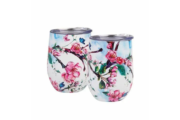 2 Pc Oasis Wine Traveler Set Tumbler Double Wall Insulated 330ml - Spring Blossom