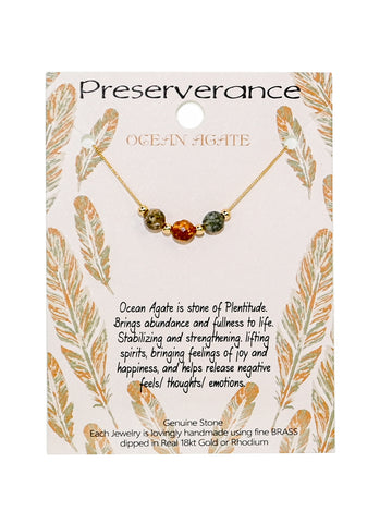 Harmony Stone Necklace - Preserverance - Ocean Agate