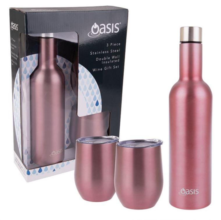 Oasis Stainless Steel Wine Traveller Gift Set - Rose