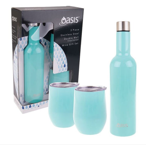 Oasis Stainless Steel Wine Traveller Gift Set - Spearmint