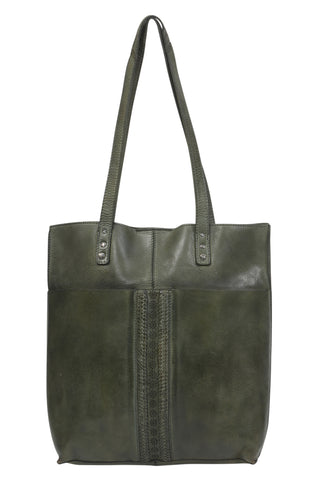 Vintage Leather Tote Bag By Modapelle - Olive