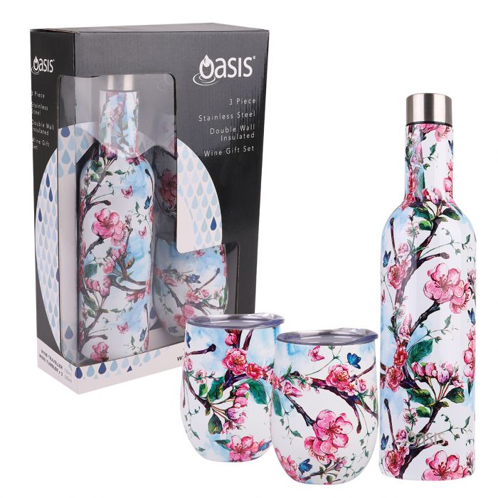 Oasis Stainless Steel Wine Traveller Gift Set - Spring Blossom
