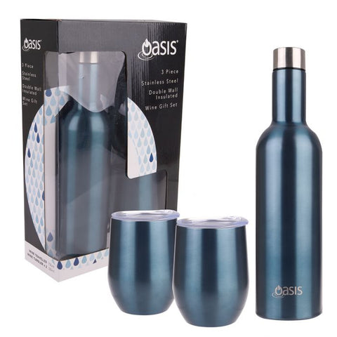 Oasis Stainless Steel Wine Traveller Gift Set - Sapphire