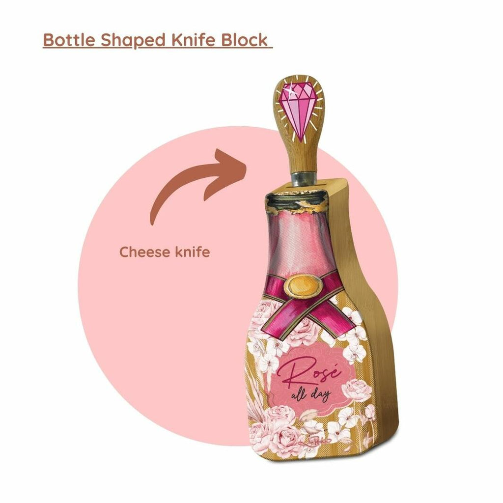 Bottle Knife Block "Rose All Day" By Lisa Pollock