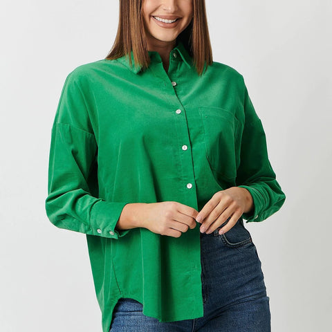Dawn Cord Shirt By Naturals - Emerald