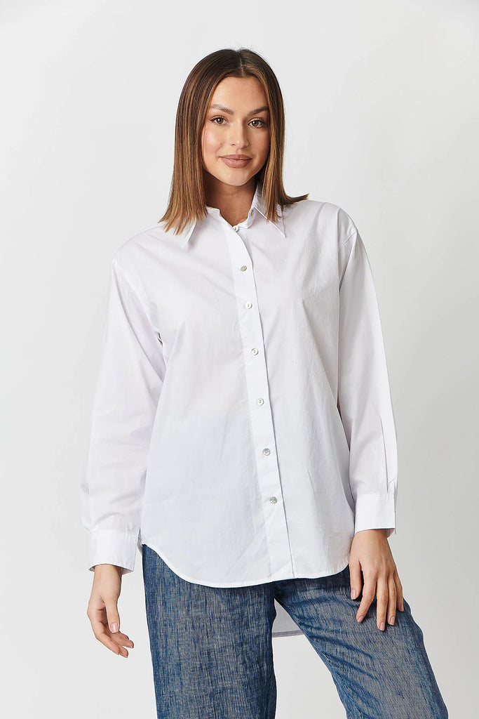Collared Cotton Shirt By Naturals - White