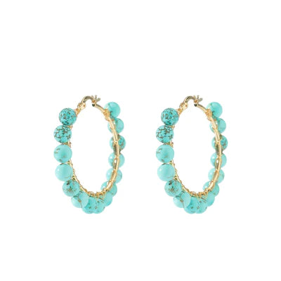 Aria Semi Precious Stone Earrings In Turquoise By G x G Collective