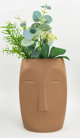 Aztec Face Vase Beige Large 22cm